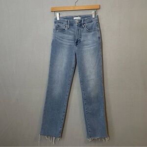 Good American Women’s Jeans Size 2/26 Blue Good Straight High Rise Raw Hem